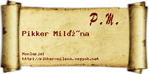 Pikker Miléna névjegykártya